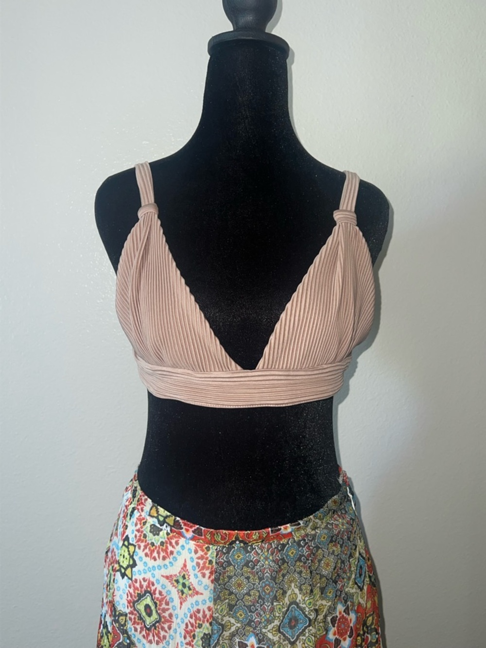 Jlux Label Ribbed Nude Bralette Top
